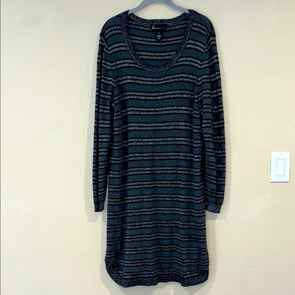 Lane Bryant plus size 14-16 Striped Black and Gray sparkly sweater Dress - Picture 1 of 6
